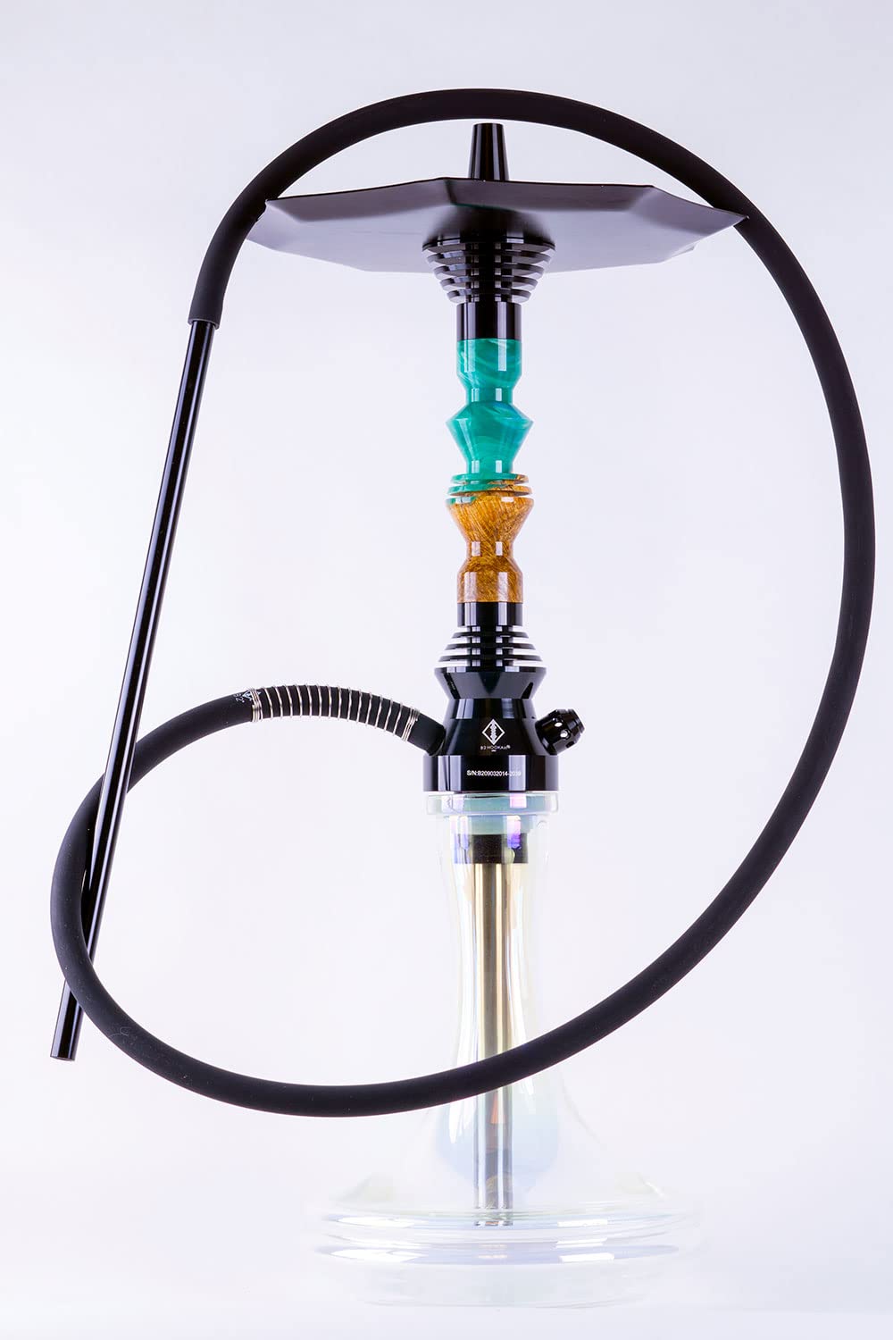 B2 Hookah Precious Cut Collection Deep Turquoise Burl Wood INCLUDES MATCHING VASE