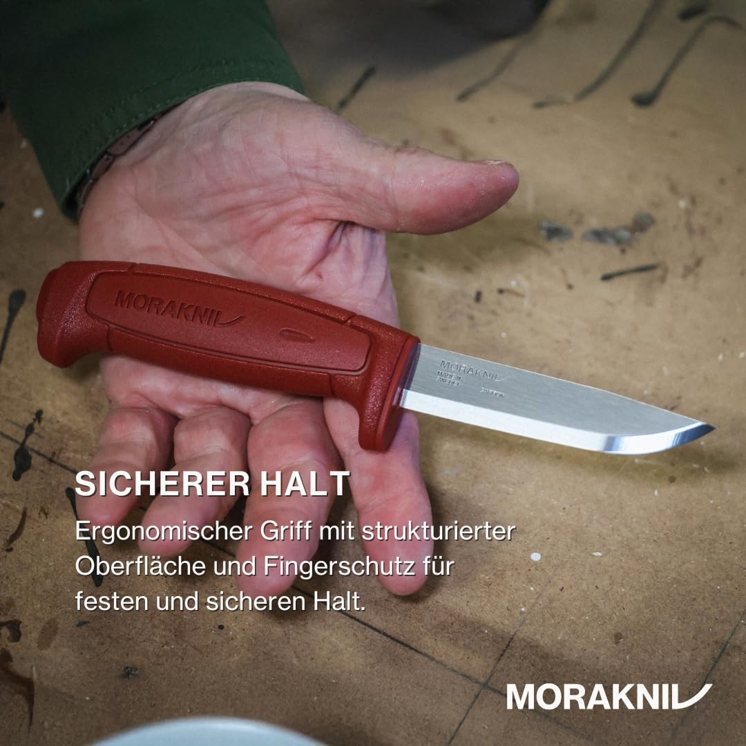 Morakniv Messer mit Scheide für Handwerker - 2-Pack Rot - Basic 511 C - Mora Messer Feststehende Klinge aus Kohlenstoffstahl - 2,0 mm - Hergestellt in Schweden - Outdoormesser feststehend