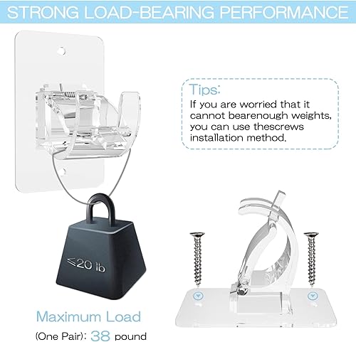Miniatura 3 de 4 soportes de barra de cortina autoadhesivos, soportes universales de plástico para cortinero, soportes de barra de cortina sin taladro, ganchos