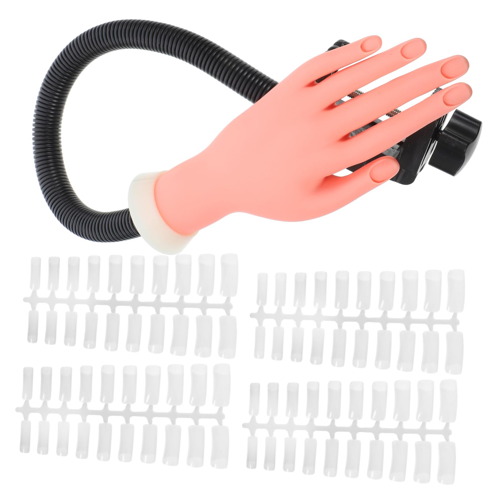 Mano Artificiale per Manicure con 100 Pezzi Unghie Finte in Plastica, Struttura Flessibile e Pratica per Esercitazione Nail Art e Training Professionale