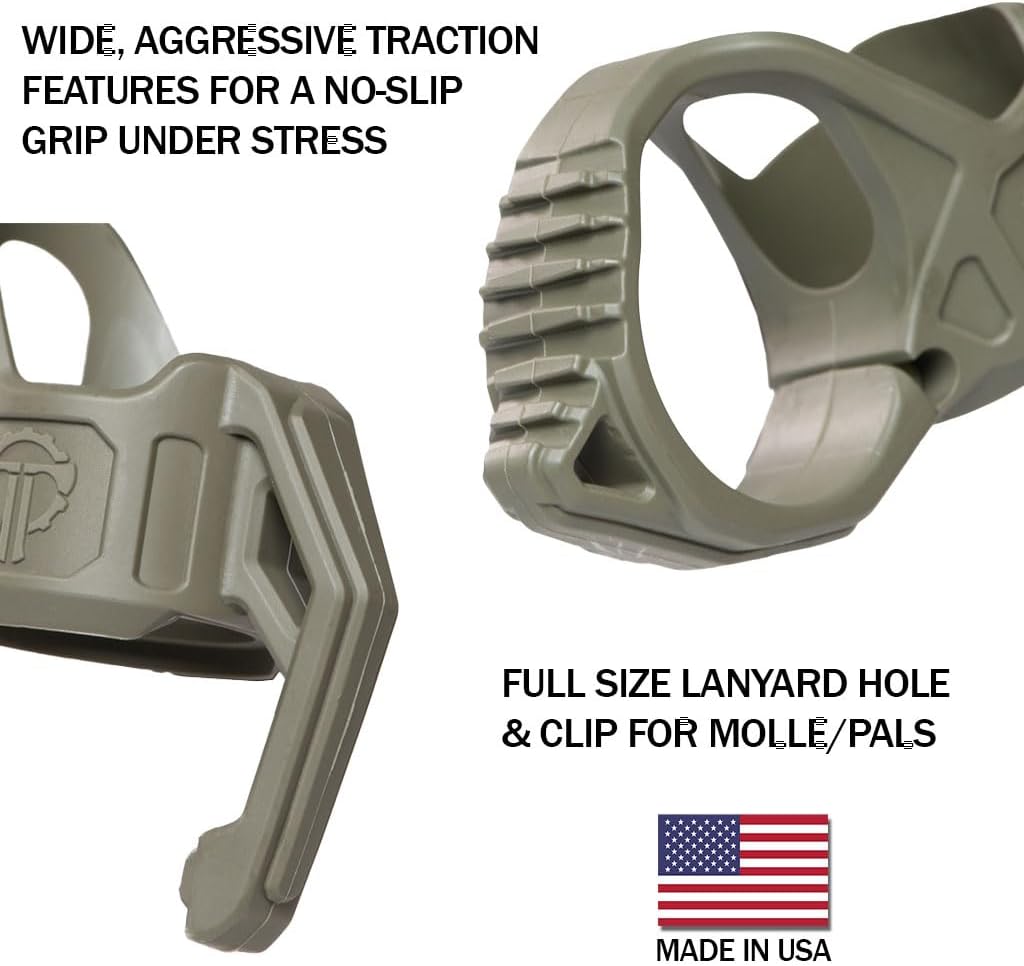 Thyrm Switchback 3.0 Duty Flashlight Ring with Wider Releasable Finger Ring for Gloved Carry and Shallower Pocket Clip, Made in USA