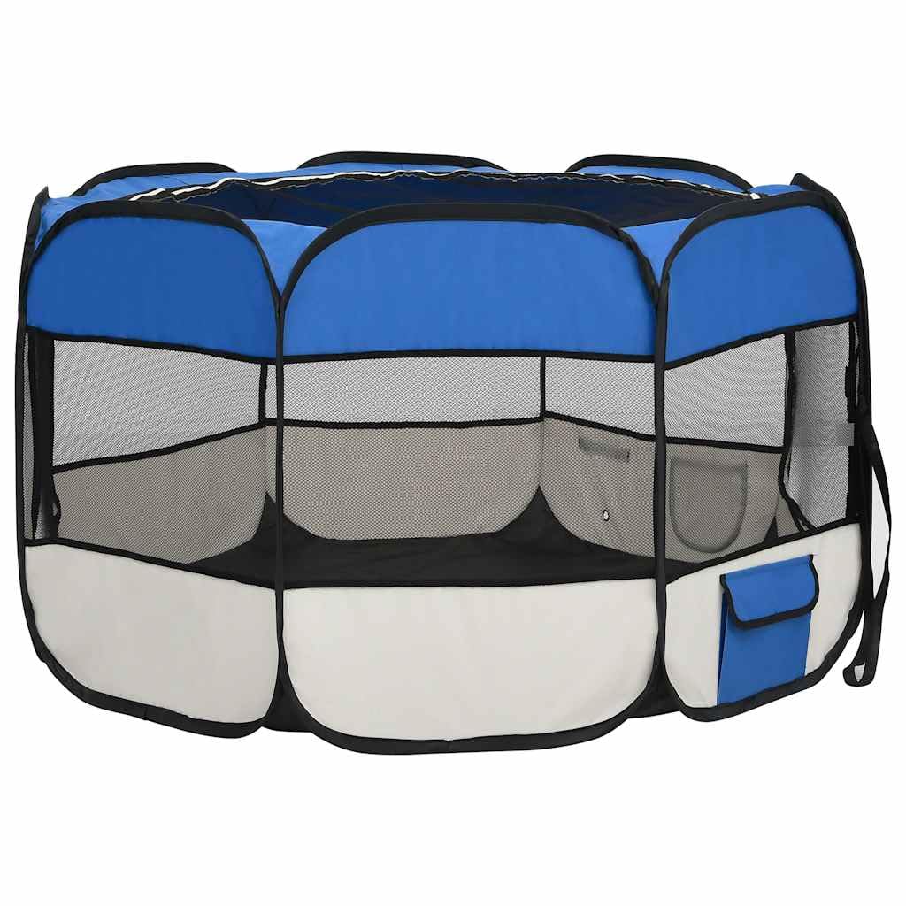 Parque plegable para cachorros de poliéster y acero, 110 x 110 x 58 cm, con bolsa de transporte, perrera plegable para entrenamiento, protección, seguridad, parque infantil y espacio para