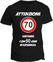 fashwork Tshirt Uomo Cotone Compleanno 50-60-70 Anni Attenzione -Trenta-Quaranta-Cinqua -Anni- con Esperienza Idea Regalo Maglietta Girocollo Manica Corta Cotone Taglia dalla S alla XXL