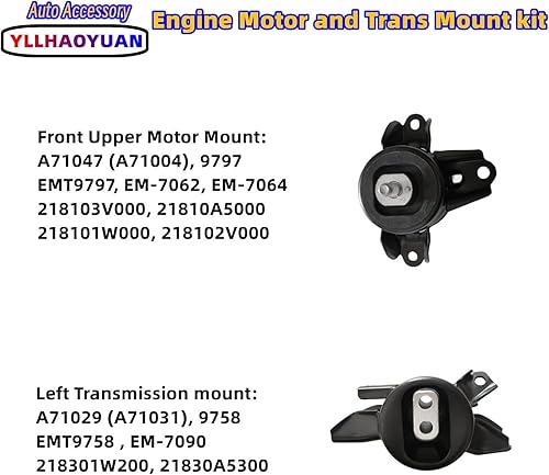 Miniatura 9 de Kit de montaje de motor de motor 3 piezas para Dodge Dart 2013 2014 2015 2016 2.0L 2.4L A5674 A5690 A5822 A5823 3364 3338 3385 68081488AH 68081499