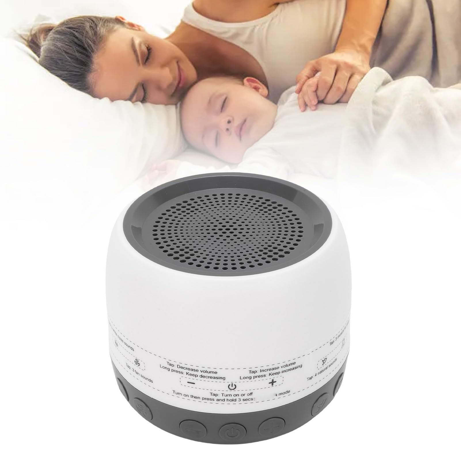 Fockety White-Noise-Maschine, Tragbare Reise-White-Noise-Soundmaschine mit 13 Beruhigenden Geräuschen, Timer, Speicherfunktion und Lautstärkeregelung für Babys, Kinder, Erwachsene