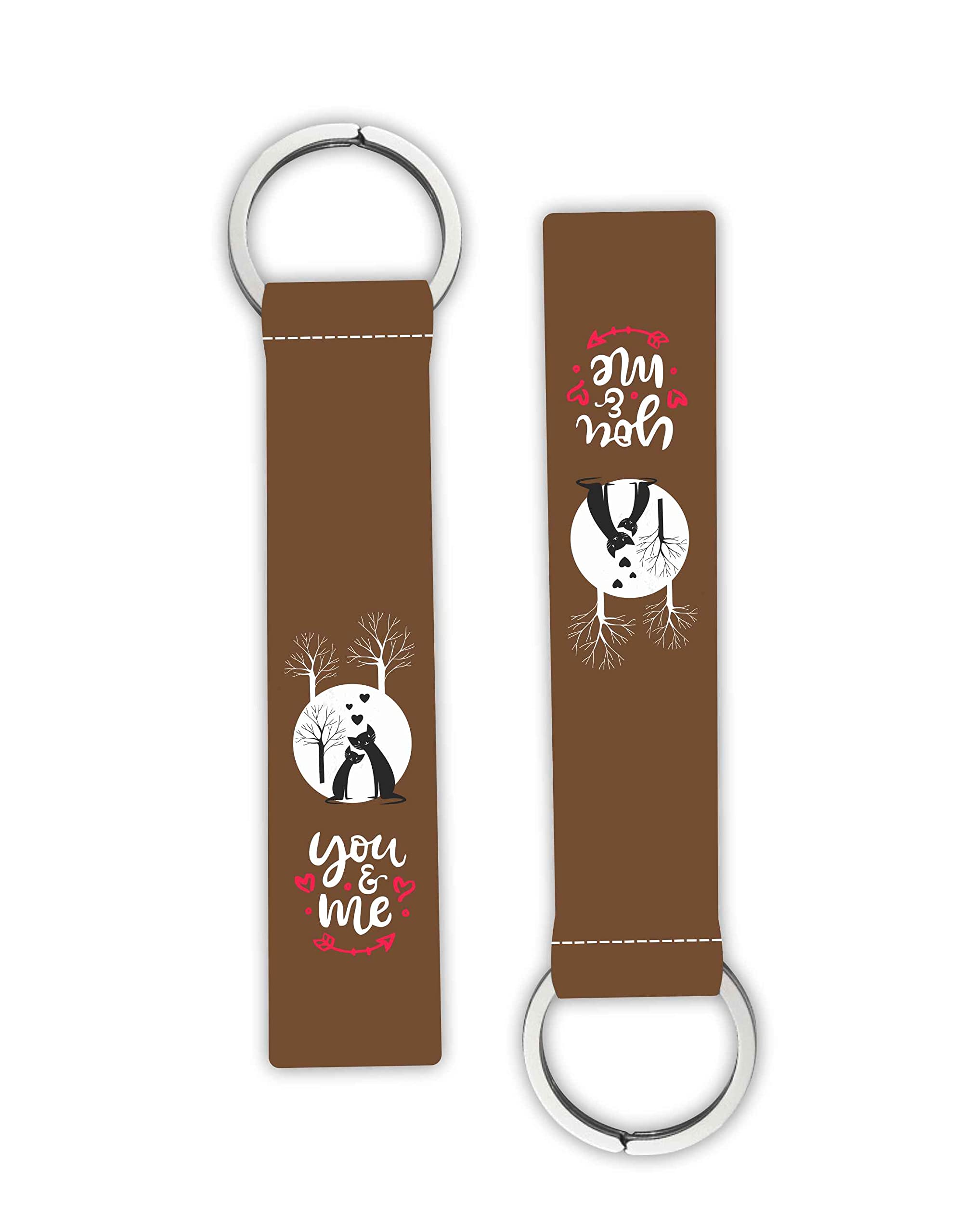 1Pcs You And Me Love Theme Printed Lanyard keychain Holder Compatible For All Bikes Car Key Holder Key Tag Multicolored (6 x 1 Inches)-image-13