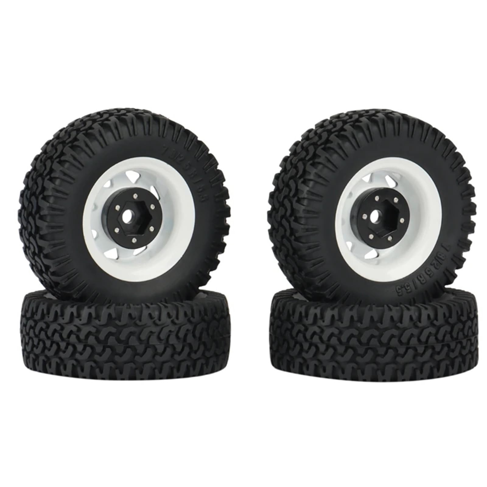 RC Pneus Jante Compatible avec Axial Jr 90069 D90 TF2 pour Tamiya CC01 LC70 pour MST 1/10 RC Crawler Car Lot De 4 Pneus De Jante De Roue À pour Talon en Métal 1,55(White)