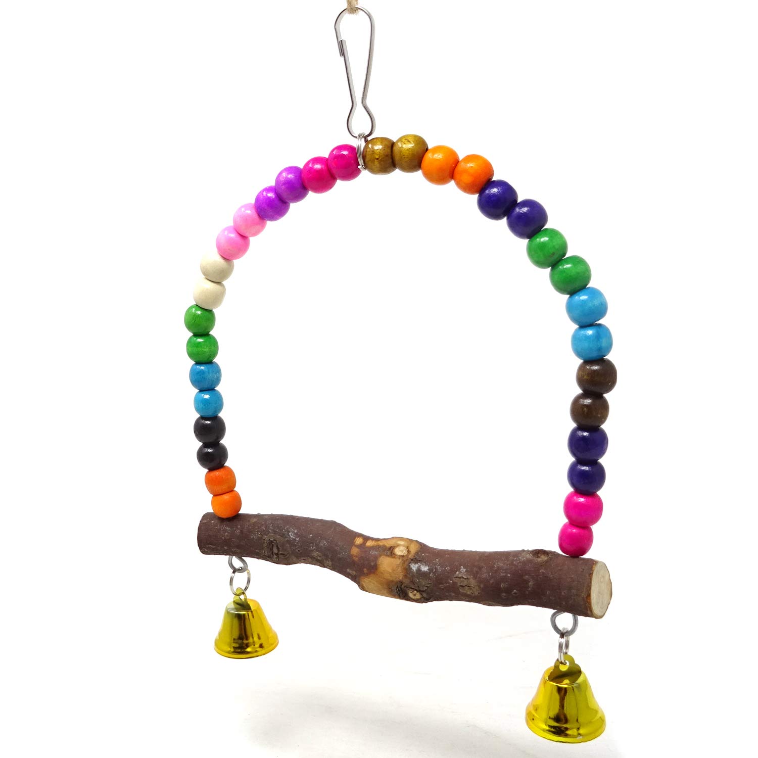 Honbay Wooden Bird Swing Perch Parrot Hanging Toy for Small Sized Birds - image 5
