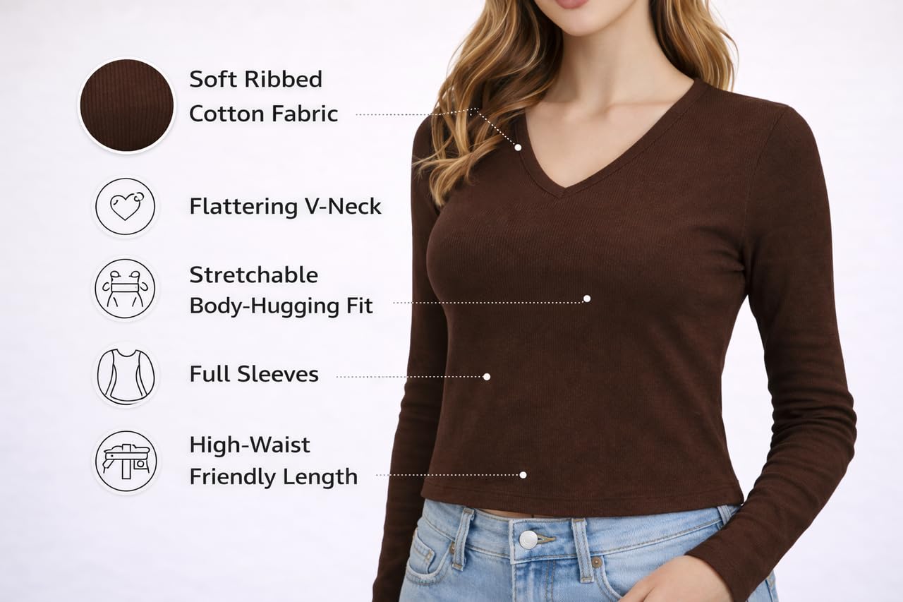 Womens Cotton Ribbed Crop Top Full...