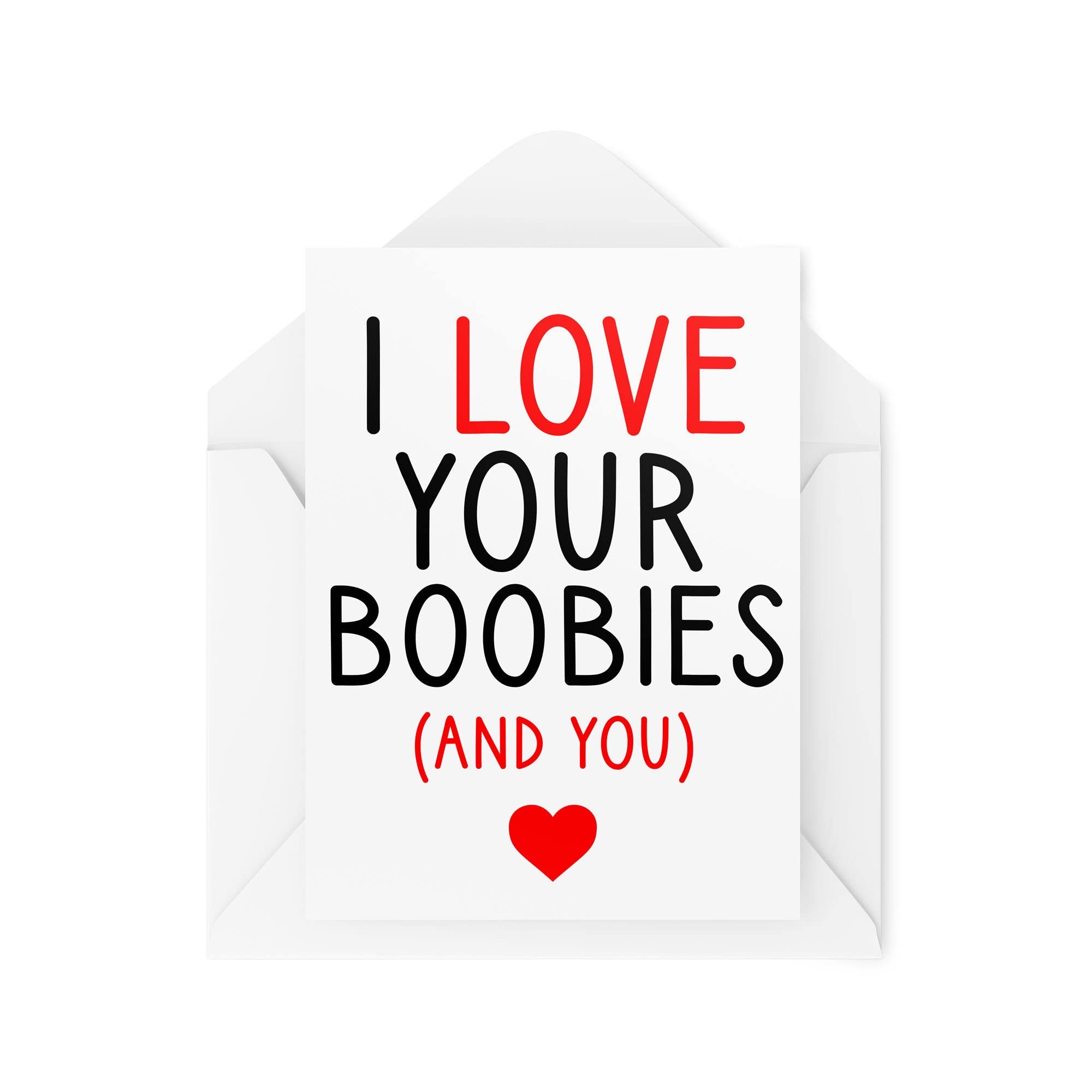 Funny Valentines Cards Girlfriend Wife Birthday Card I Love Your Boobies Greeting Witty Humour Laughter Banter Joke Fun CBH77