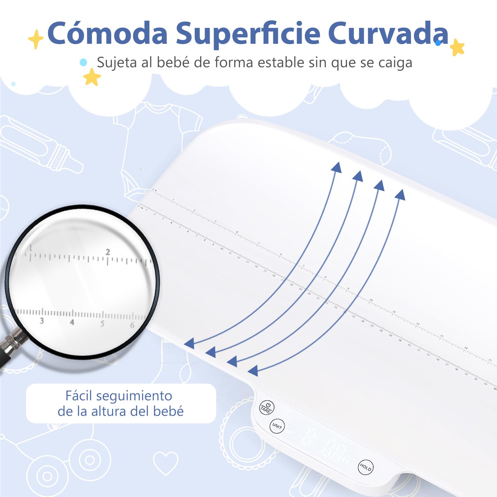 COSTWAY Báscula Bebe, Báscula Multifuncional para Bebés con 4 Modos de Medición, Báscula Infantil Digital Precisa, Báscula Digital con Pantalla LCD para Bebés y Mascotas