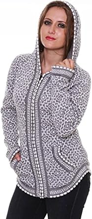 Gamboa Alpaca Cardigan Sweater for Women Round Neck Knit Fall Winter Lady Womens Lightweight Dark Grey