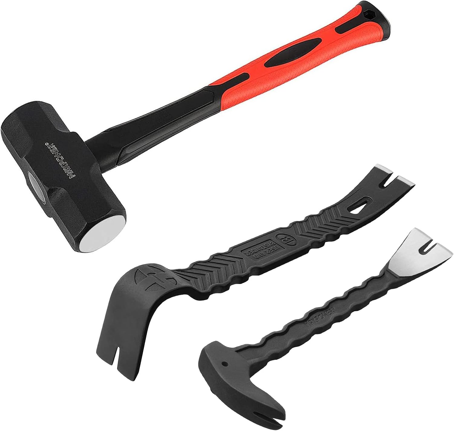 MAXPOWER 2Pcs Pry Bar Set and 4lb Sledge Hammer