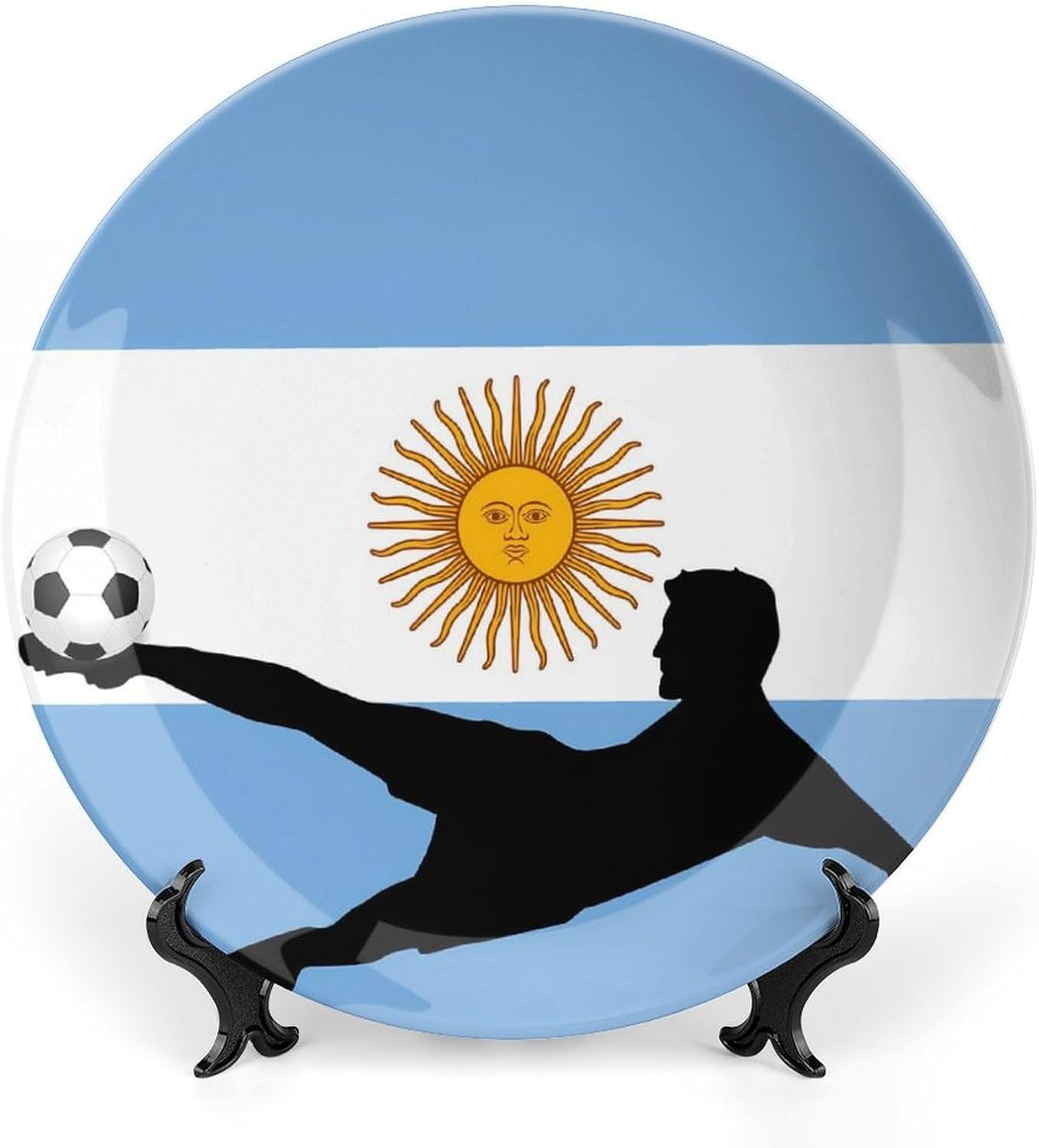 Flag Of Argentina Argentine Soccer Decorative Plates for Display Ceramic Plate Tray with Stand Hanger Home Decor