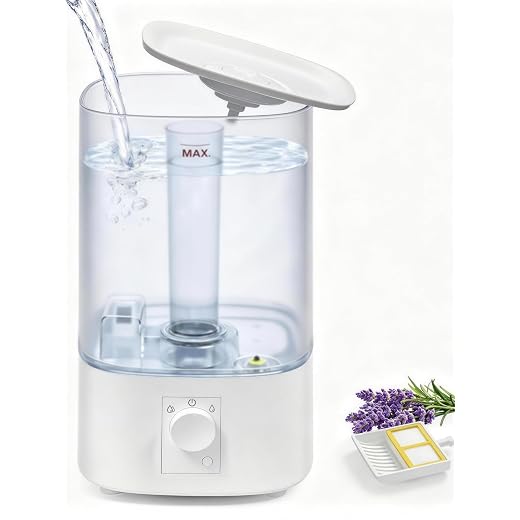 Humidifier, 4L Ultrasonic Cool Mist Humidifiers for Bedroom, 36H Runtime, 28 dB Quiet with Rotatable Mist Adjustment Knob & Night Light, Easy to Use Humidifier for Plants, Baby, Nursery, White