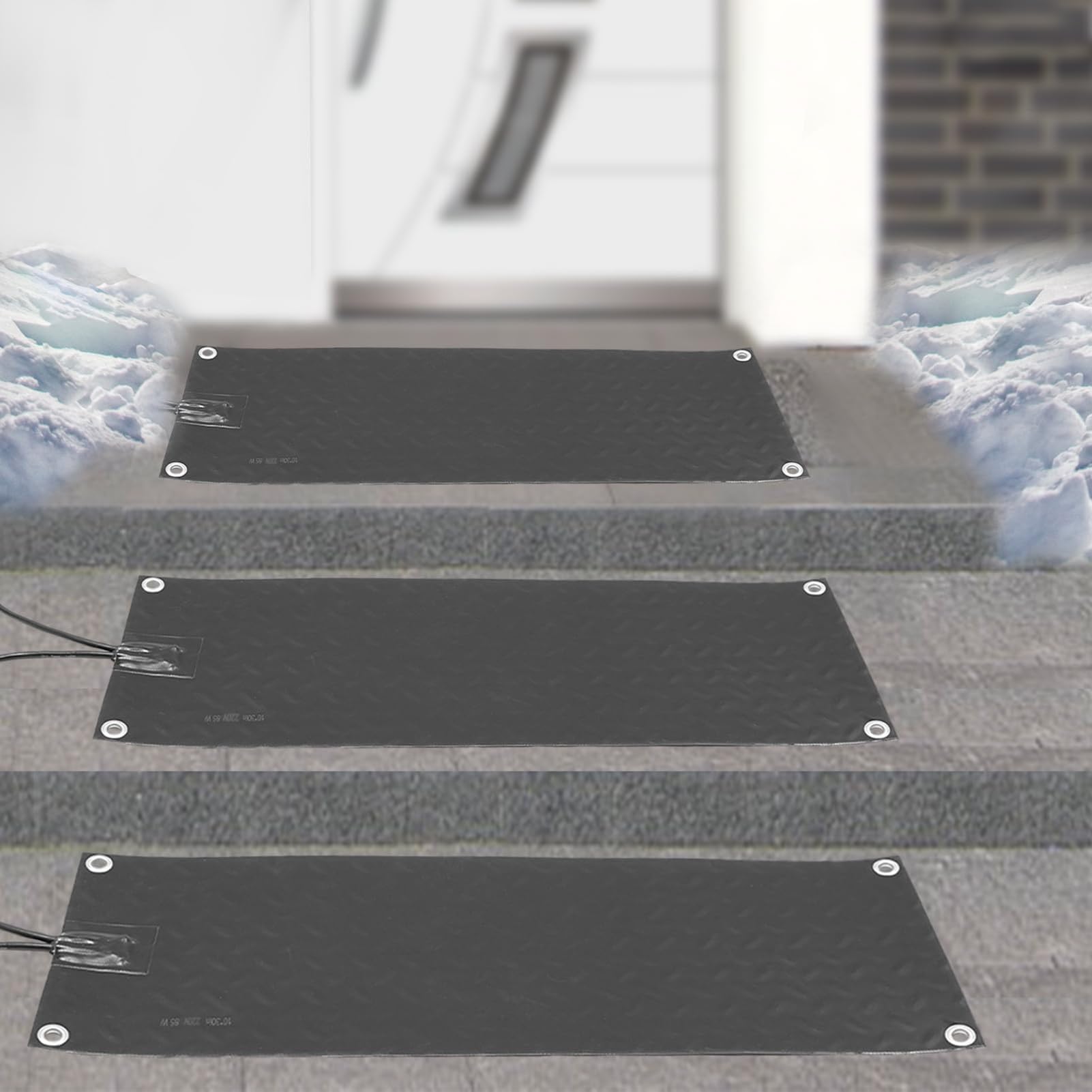 Tapis chauffant pour fonte de neige extérieur caoutchouc 25x76 cm