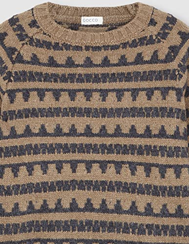 Pull-over garçon haut de gamme Gocco en jersey doux à motif Greca camel