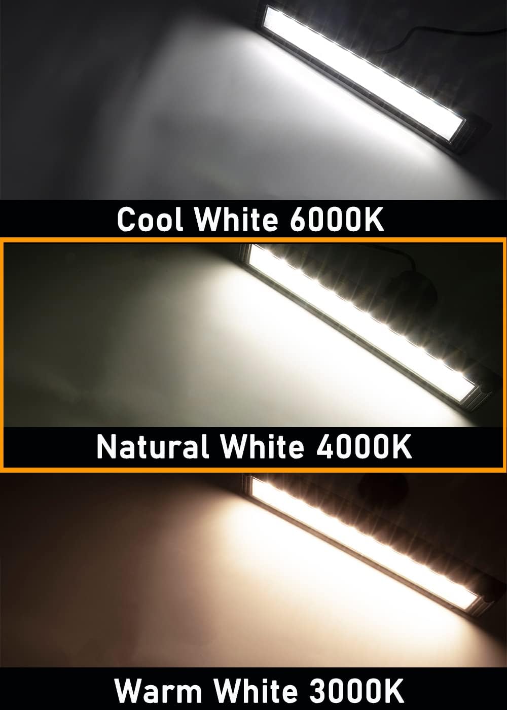 Raycharm 18" RV Exterior LED Awning Light Fixture, 40° Down Angle Flood Beam, 4000K Natural-White, 12V/24V DC, High Lumen Output Low Current Draw, Aluminum Housing Black Finish, 1-Pack