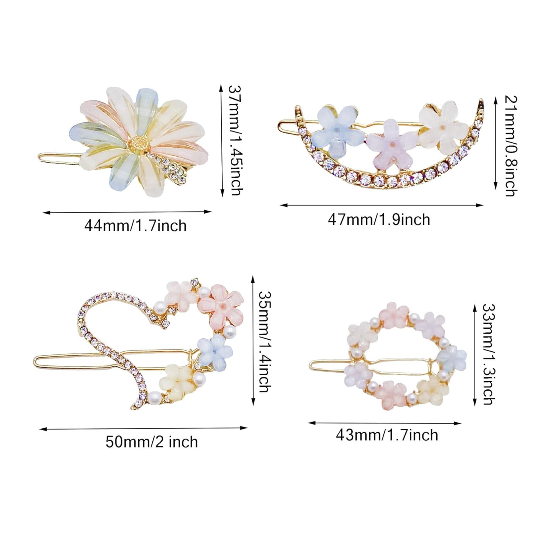 Umimiss 20PCS Diamante Hair Clips For Women - Hair Slides, Rhinestone Flower Hairpins, Bangs Clips for Women & Girls, Blonde, Small - Image 3