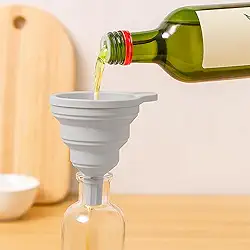 Conjunto de 3 funis dobráveis de silicone para cozinha, funis dobráveis de silicone para garrafas de enchimento, pequeno funil flexível para garrafas de água e líquidos de transferência (cinza)