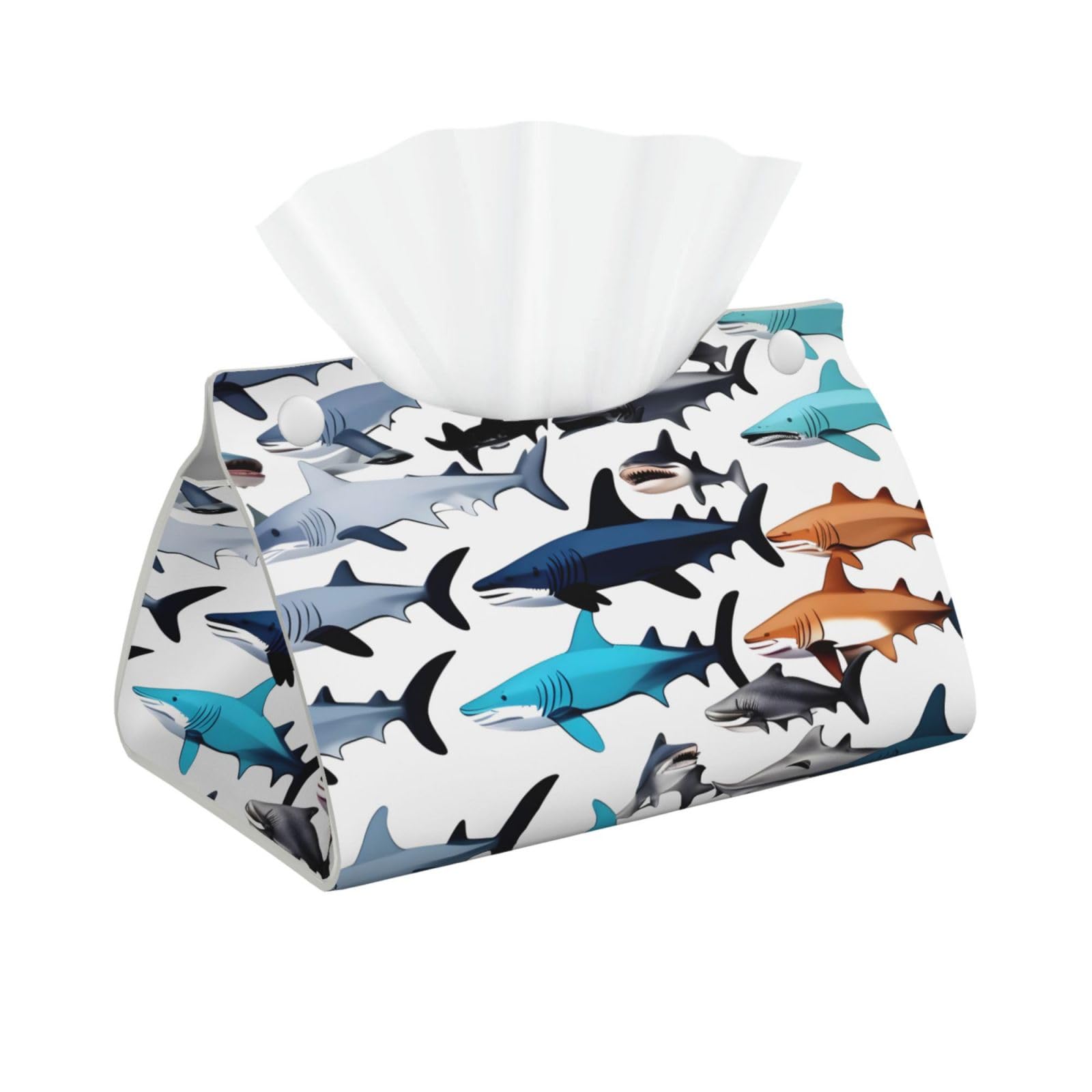 Sharks Pattern Print Long Tissue Box Cover Tissue Dispenser Box For Living Room, Office, Car, Bathroom
