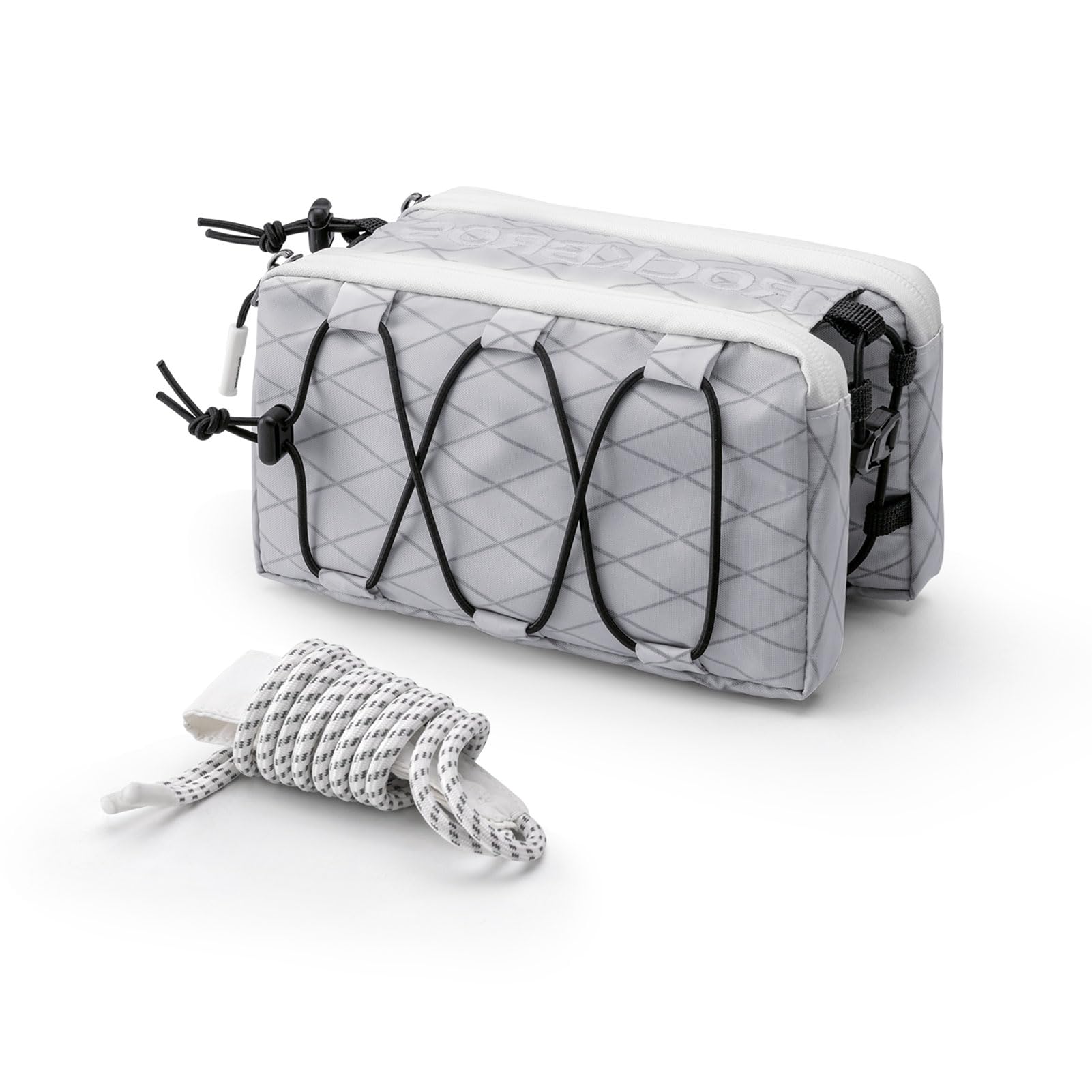 ROCKBROS Sacoche de Cadre pour Vélo Tube Supérieur au Design Fin avec Cordon Élastique et Fixation Rapide pour Vélo de Route VTT Trekking Trajets Quotidiens Blanc