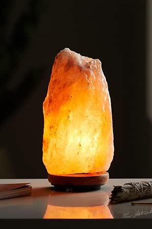 SODEF Himalayan Salt Lamp 8.8-13.2 lb Rock Salt Lamp with On/Off Switch, E14 Bulb, Wooden Base - Authentic Pakistan Import