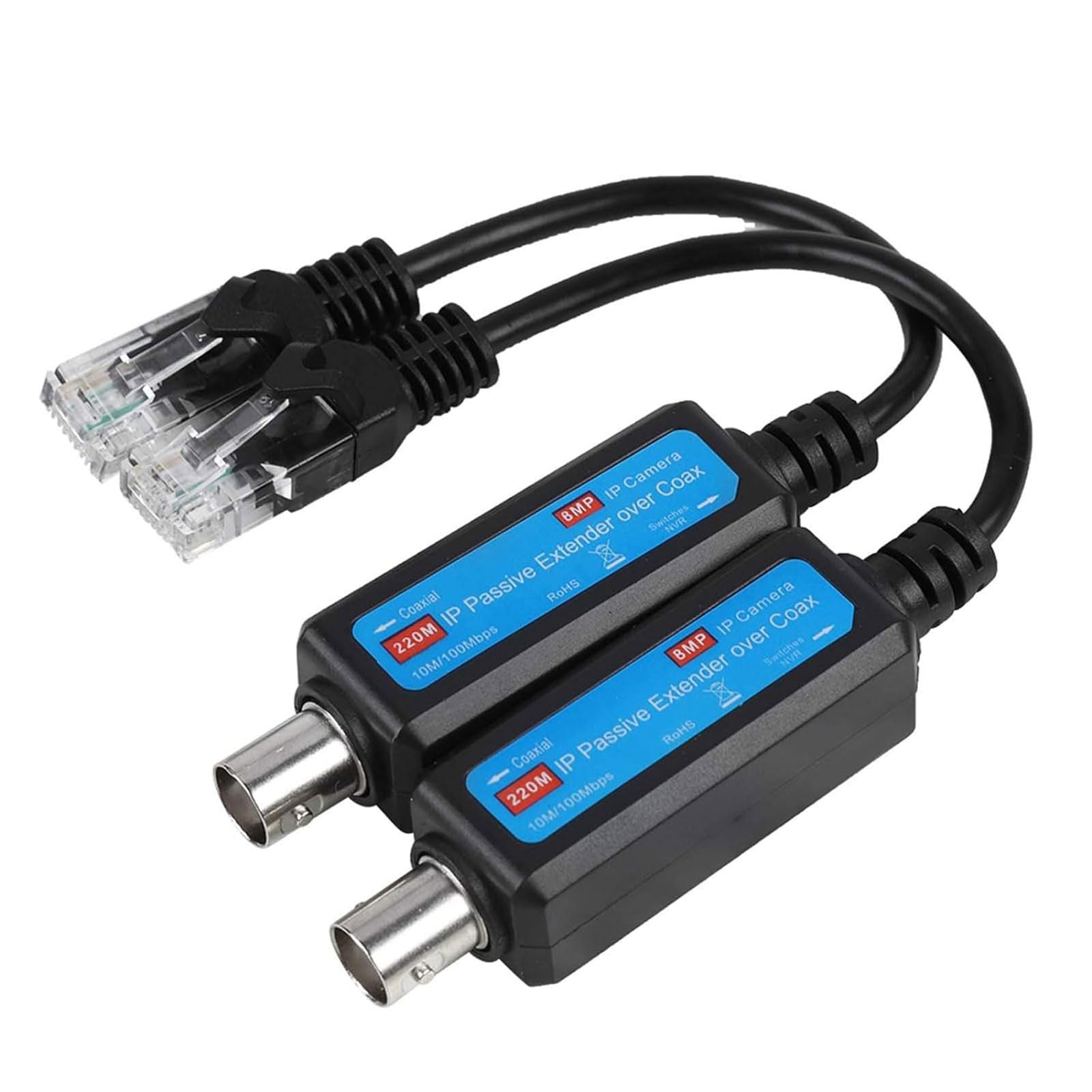 Ethernet Over Coaxial Adapter Passive Networking Coaxial Transmitter Receiver Digital Signals Transmission Up to 220m