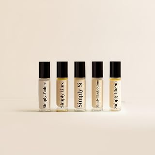Simply Set Perfume Oil Roll-On – Inspired by Bloom, Si, J’Adore, Libre & Black Opium – Long-Lasting, Alcohol-Free, European-Sourced Fragrance Oils, 10ml x 5 Travel Size Pack