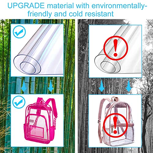 Ufndc Clear Backpack For Women And Men, Heavy Duty Backpacks, See Through Pvc Transparent Bookbag - Rose Red #TOP2