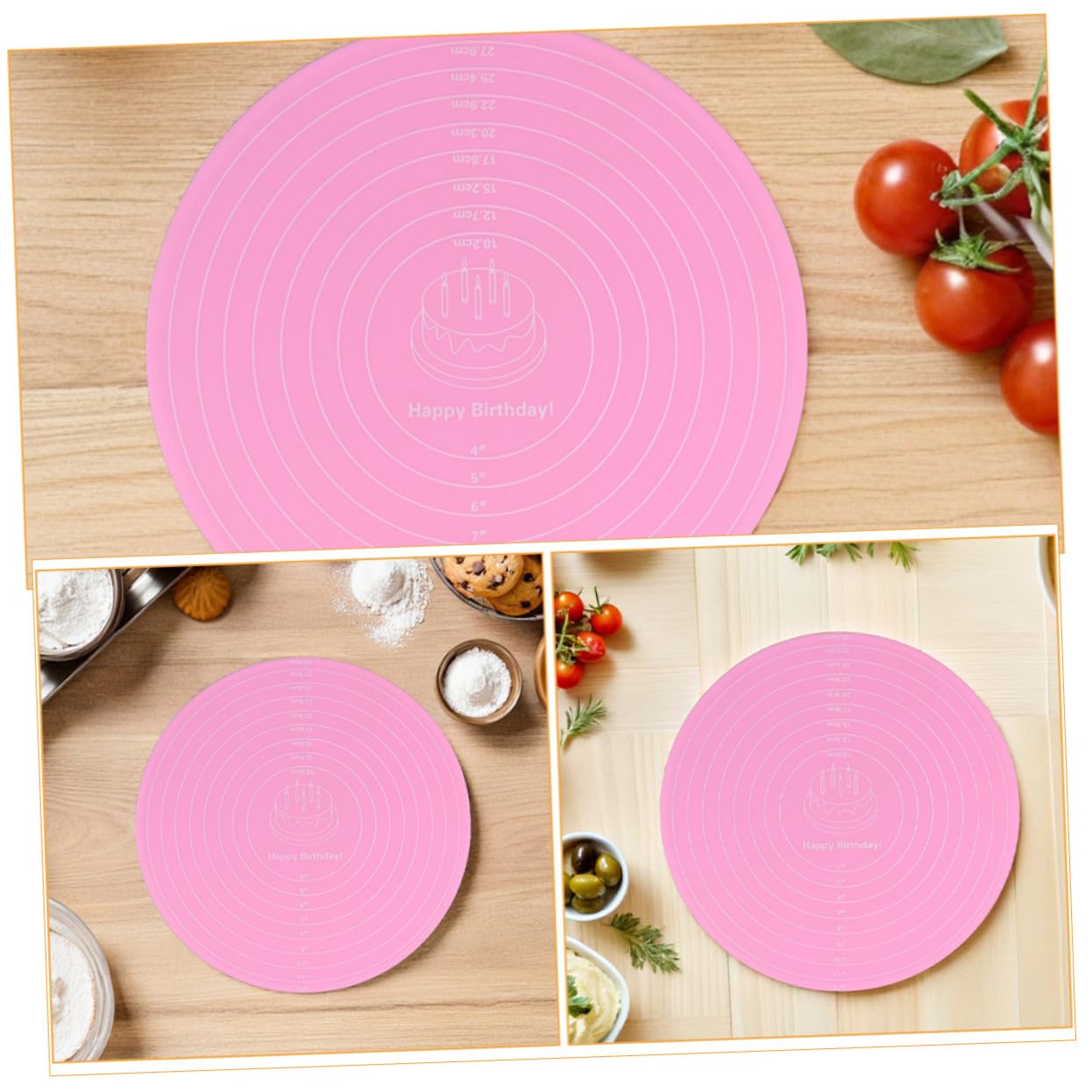 ABOOFAN 20 Pièces tapis de cuisson tapis de gâteau rond en silicone antiadhésif Mat à cuisson avec des mesures Gel de silice rose
