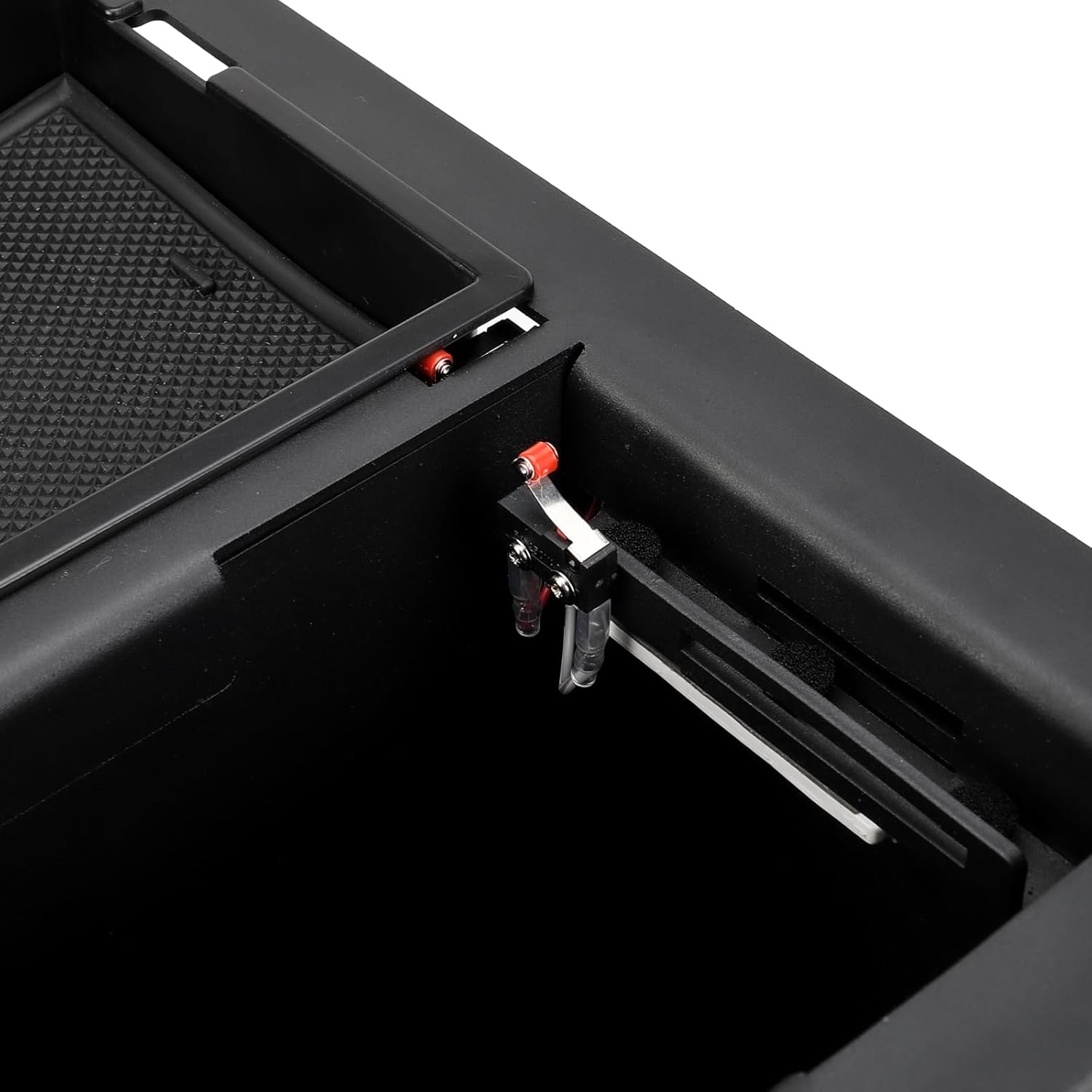 3mirrors Center Console Safe Gun Safe Box with LED Light and Coin Tray Mat Compatible with Toyota Tundra 2014-2021