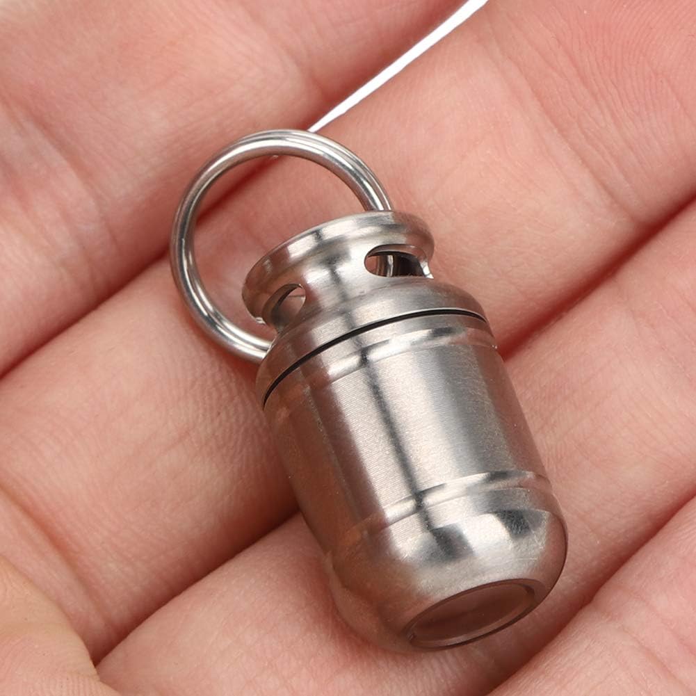 Alomejor Waterproof Pill Box Case Titanium Alloy Mini Medicine Storage Bottle Keychain Holder Container (S) - Image 4