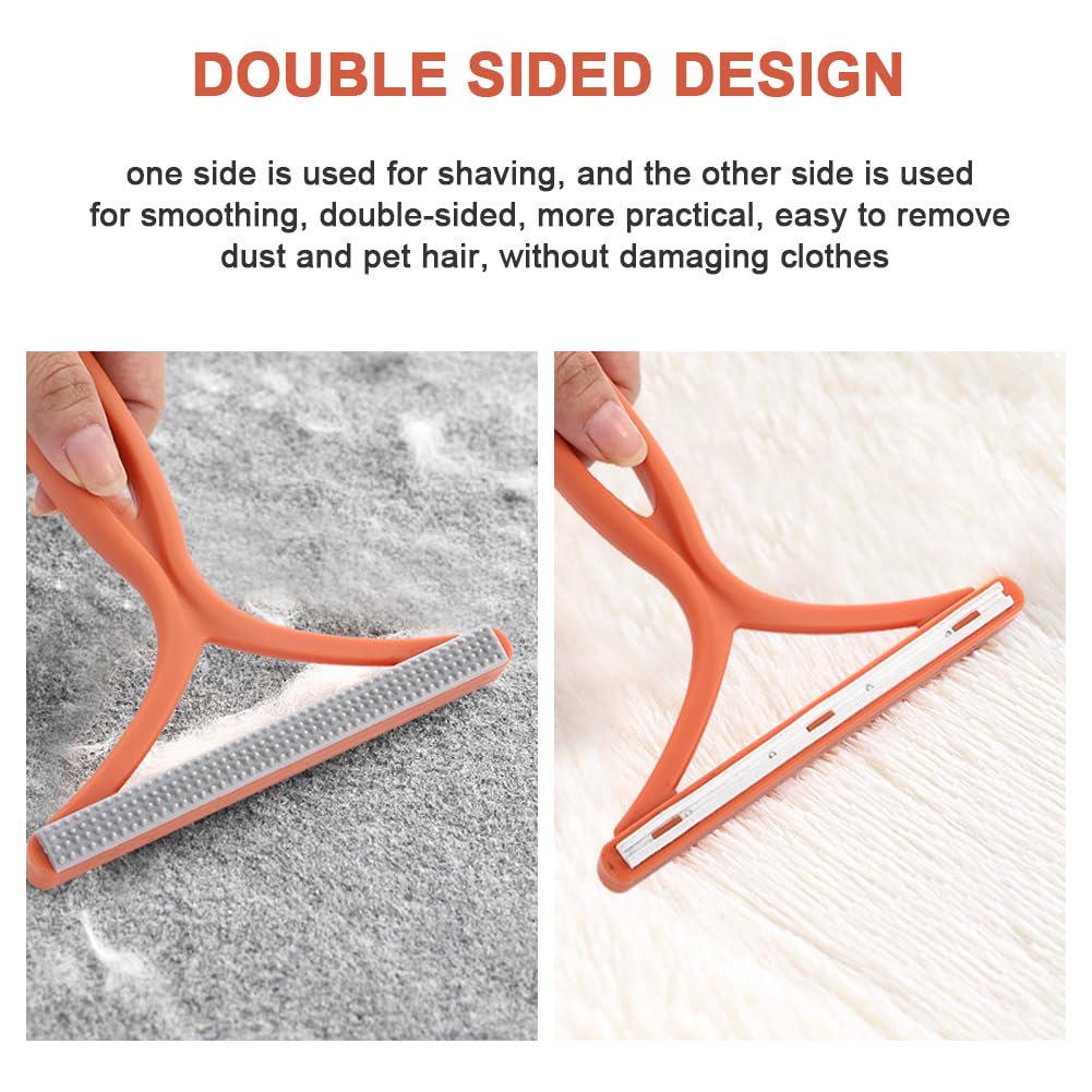 2Pcs Pet Hair Remover,Double Sided Plastic Dogs Cat Fur Scraper Tool,Non-Damaging Portable Pets Lint Remover Carpets Rake Removal Dog Hair Carpet Scraper for Clothing,Furniture,Couch,Carpet,Sofa - 3