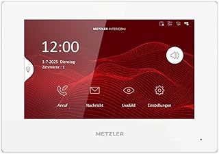 Metzler® Video-Türsprechanlage mit 7 Zoll Touchscreen und LAN/PoE, Weiß – klare Livebild-Übertragung, App-Steuerung, Speicherfunktion, kompakt 200×140×25,1 mm, 10 Jahre Ersatzteilverfügbarkeit