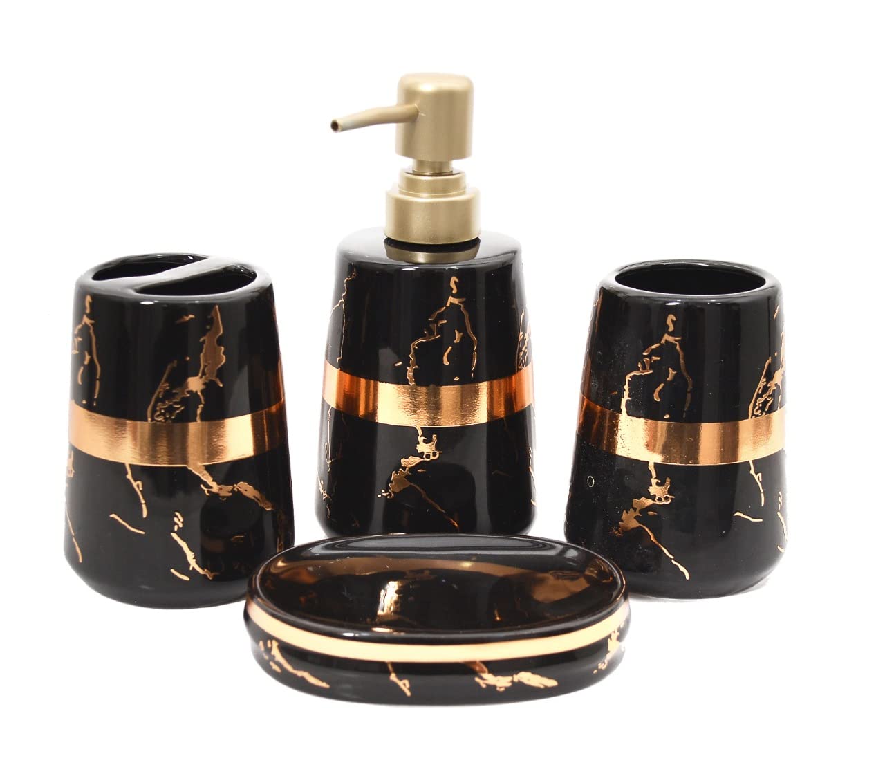 Skywalk Ceramic Bathroom Set of 4 Pieces - Soap Dispenser, Beaker ...