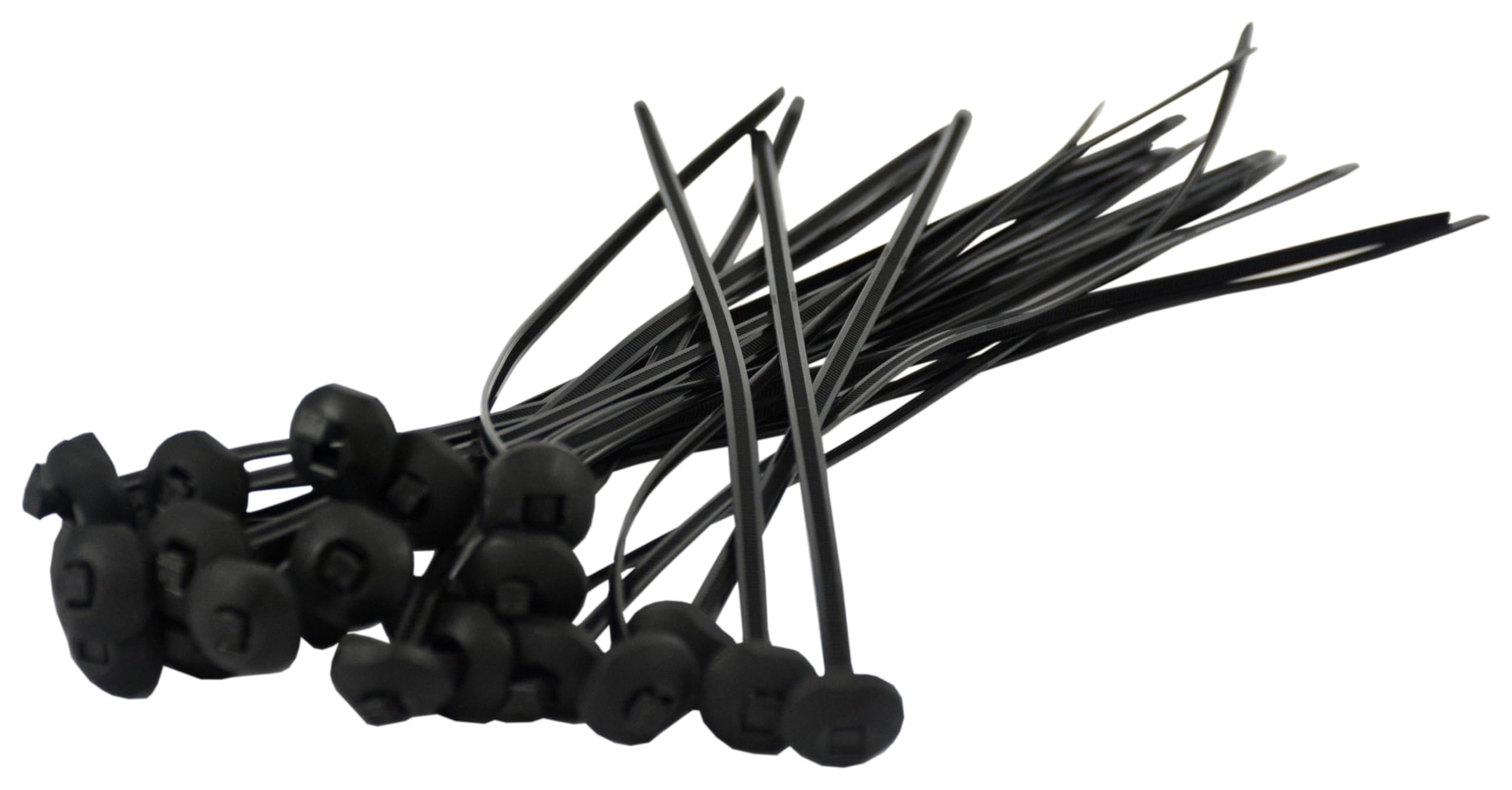 Pro Tie Button Head Nylon Cable Ties for Indoor and Outdoor Use |15-Inch, 100lbs. Tensile Strength, High Impact Black Nylon, 25-Pack (PN: B15BH25)