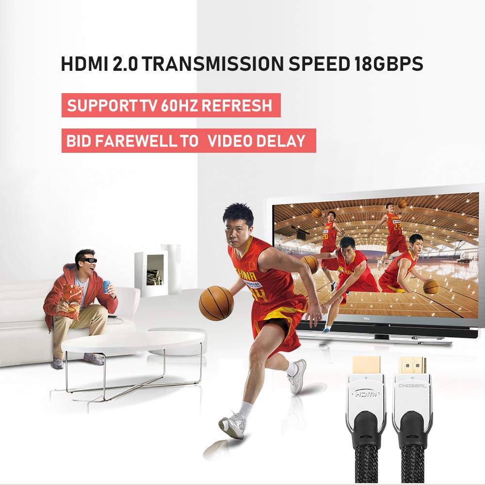 Best Cyber Deals 🔥 Choseal HDMI Cables,True 4K 24AWG Ultra High Speed 18Gbps Support 3D IMAX & Audio Return Channel Gold Plated Hdmi 2.0 Cable Professional Series 65 Feet