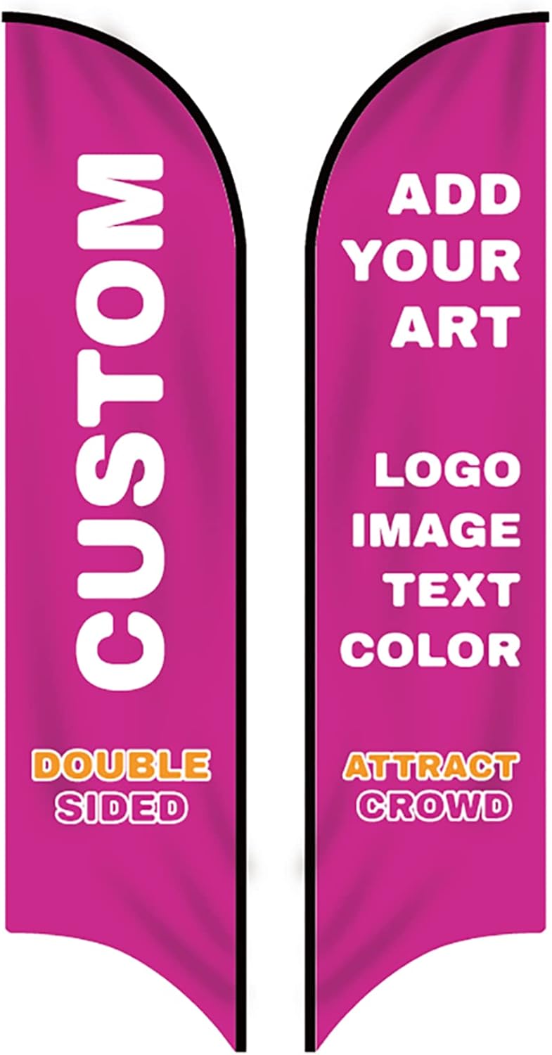 Double Sided Custom Flag Pole Kit For Outside Business Church Now Open Park Food Truch Tacos Fried Chicked Welcome Feather Flag Banner