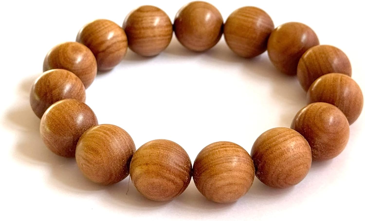 White Sandalwood Bracelet - Authentic India Mysore Sandalwood Beads Handcrafted, Soothing Aromatic Wood Bracelet for Buddhist, Meditation, Prayer, and Daily Wear, Gift for Men and Women