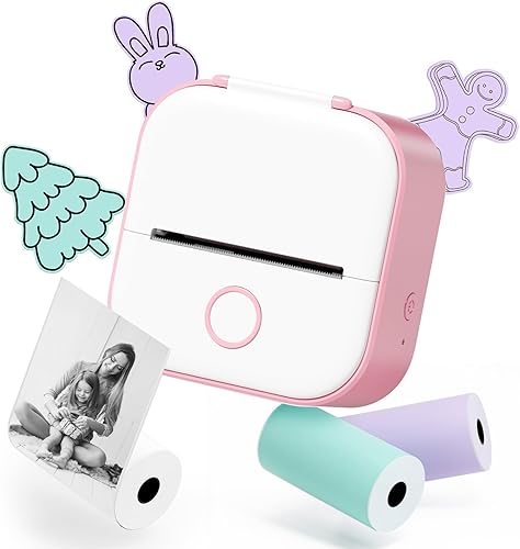 Miniatura 9 de Memoqueen Mini impresora de calcomanías, máquina para hacer calcomanías T02, impresora térmica portátil Blutooth, impresión inalámbrica sin tinta,