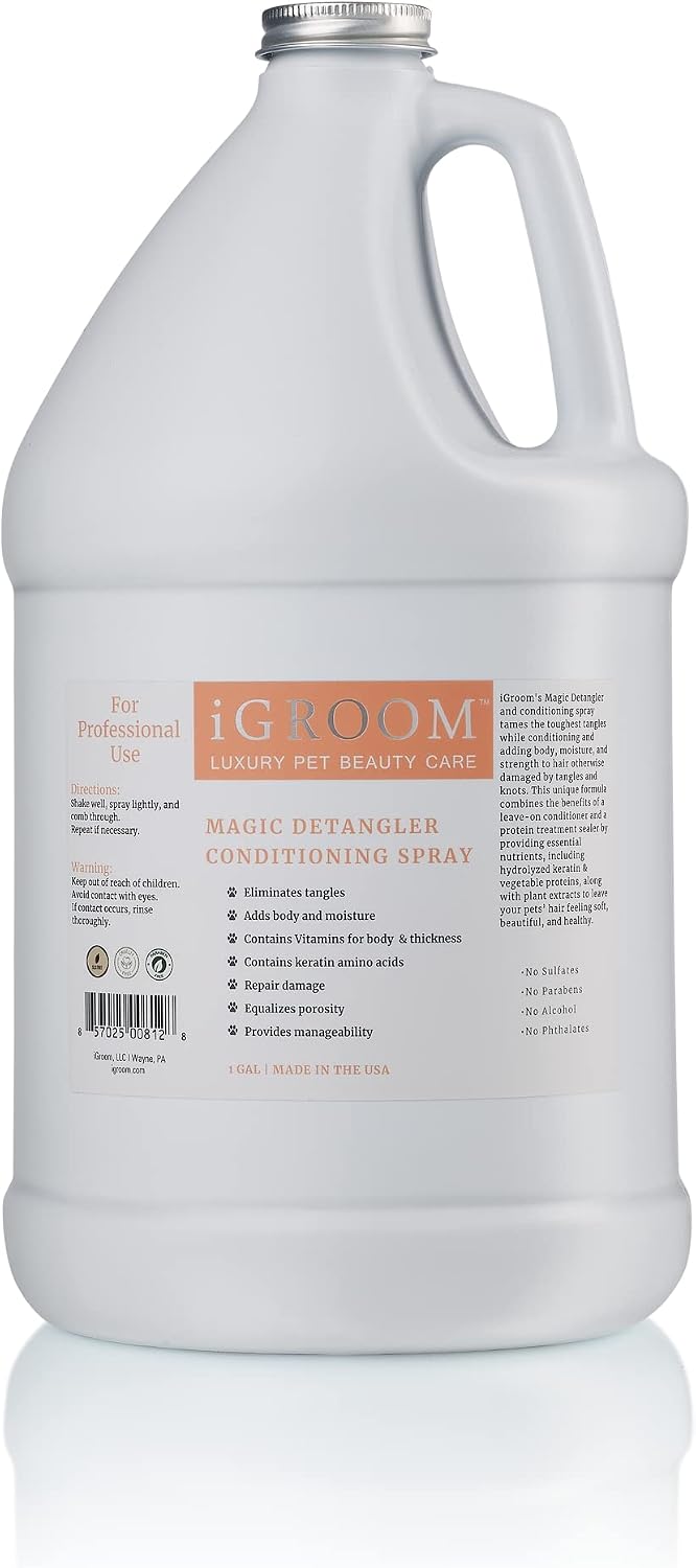 iGroom Magic Detangling Dog Conditioning Spray, Luxury Pet Beauty Care, Protein Sealer, Condition and Moisturize, Made in USA, 1gal