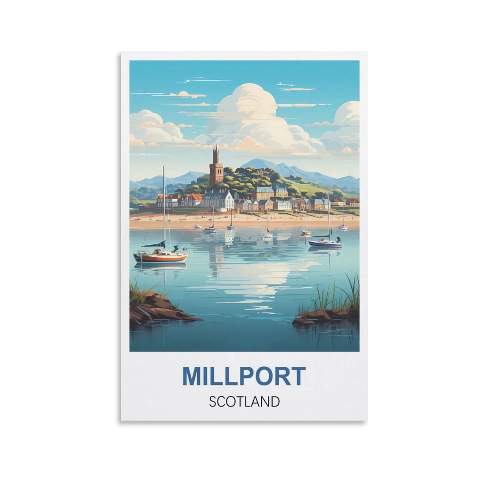 EZMLFA 5D Diamond Art Kits for Beginner,Millport Scotland,Beginners,DIY Full Round Drill Diamond Dot Gem Art Kits for Adults,Crafts for Decor 40x40cm