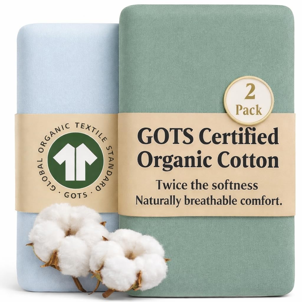 Organic Next2me Sheets Compatible with Many &Tutti bambini Cribs - GOTS Organic