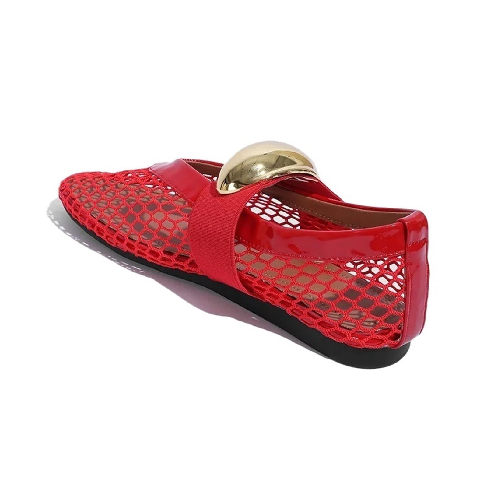Damen Mesh Sandalen Mode Rundkopf Gitter Hohl Ballettschuhe Flache einfache Unterseite Gürtelschnalle Für Damen