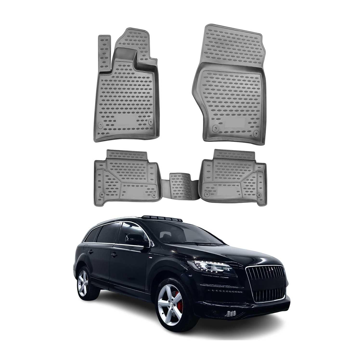 OMAC Dywaniki Gumowe Dywaniki Pasujące do Audi Q7 4LB 2006-2015 TPE Dywaniki Samochodowe Szary 4X