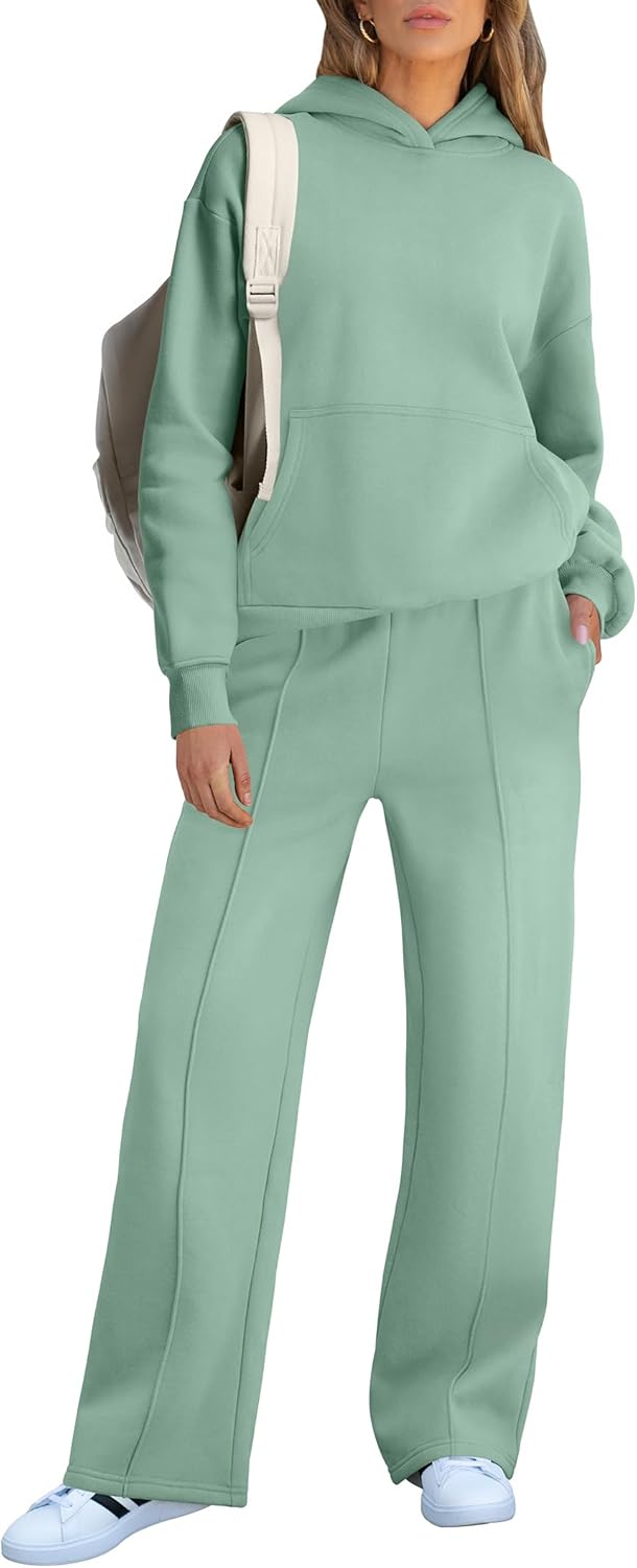 Caracilia Women’s 2 Piece Outfits Sweatsuit Sets Oversized Hoodies Wide Leg Sweatpant Tracksuit 2024 Fall Matching Lounge Set