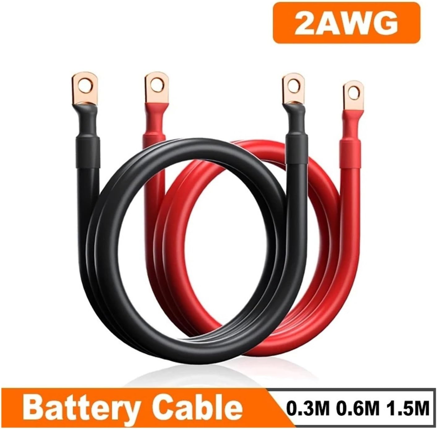 2AWG Electrical Wires Battery Inverter Cable Copper Cord Solar Power Connection Wire for Inverter Car Boat(0.6m)
