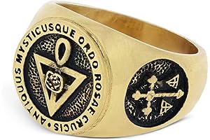 Antiquus Mysticusque Ordo Rosae Crucis Ring, Rosicrucian Order Masonic Ring, Freemason Ring,...