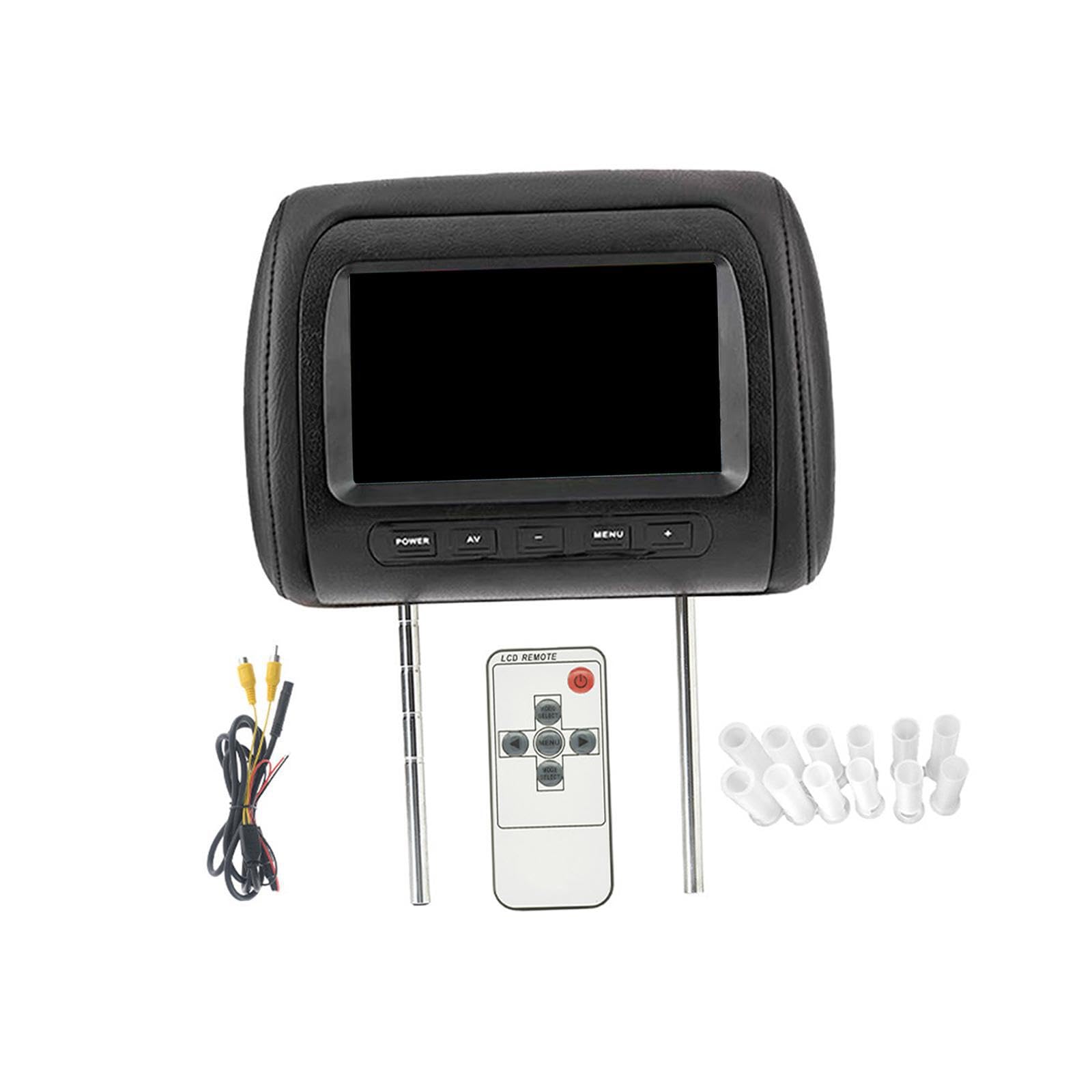 Appuie-tête de Voiture avec écran Noir de 7 Pouces offrant Une Installation Facile pour Un Confort Optimal. Accessoires Italiens. Double entrée vidéo. Menu multilingue.